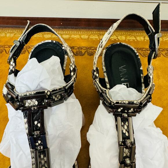 VANELI Womens Leather Snakeskin Pewter Links Strappy Sandals Size 4 to 5 - Picture 4 of 7